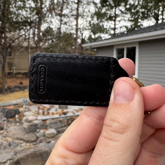 Coach Leatherware Horse and Carriage Leather Hang Tag Key Chain Bag Charm Black - Picture 2 of 7